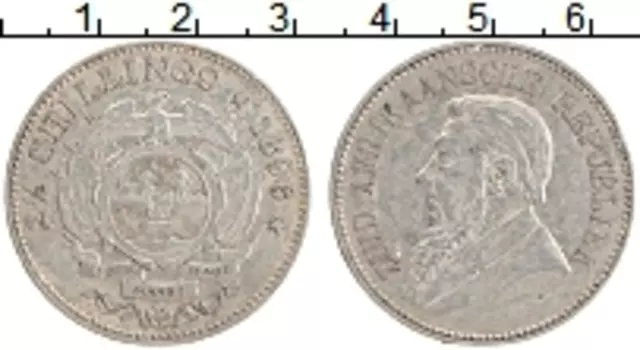 Монета 2 1/2 шиллинга Южно Африканской Республики 1896 года Серебро Портрет