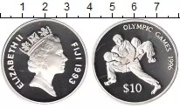 Монета 10 долларов Фиджи 1993 года Серебро Олимпийские игры 1996