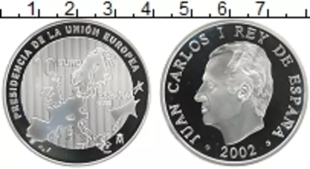 Монета 10 евро Испании 2002 года Серебро Председательство Испании в Евросоюзе
