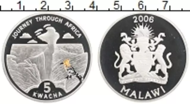 Монета 5 квач Малави 2006 года Серебро Цветная печать
