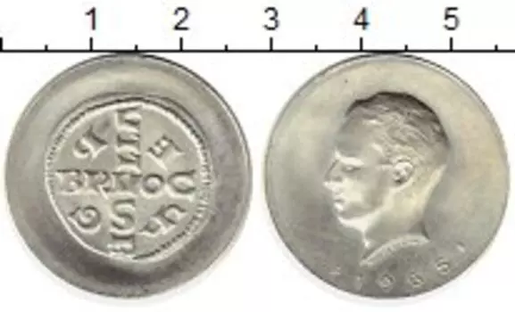 Монета Жетон Бельгии 1965 года Серебро Король Бодуэн