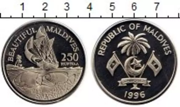 Монета 250 руфий Мальдив 1996 года Медно-никель UNUSUAL