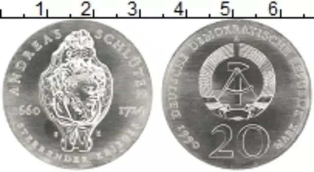 Монета 20 марок ГДР 1990 года Серебро Андреас Шлютер