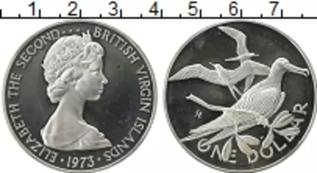 Монета доллар Виргинских островов 1973 года Серебро Птицы