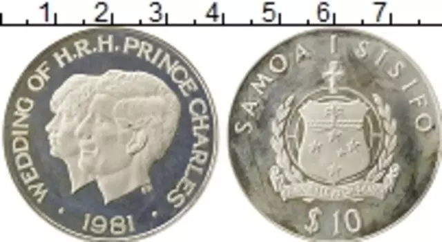Монета 10 долларов Самоа 1981 года Серебро