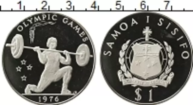 Монета тала Самоа 1976 года Серебро Олимпийские игры