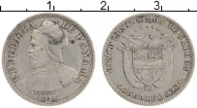 Монета 5 сентесим Панамы 1916 года Серебро
