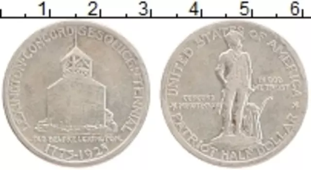 Монета 1/2 доллара Америки 1925 года Серебро Патриоты Лексингтона