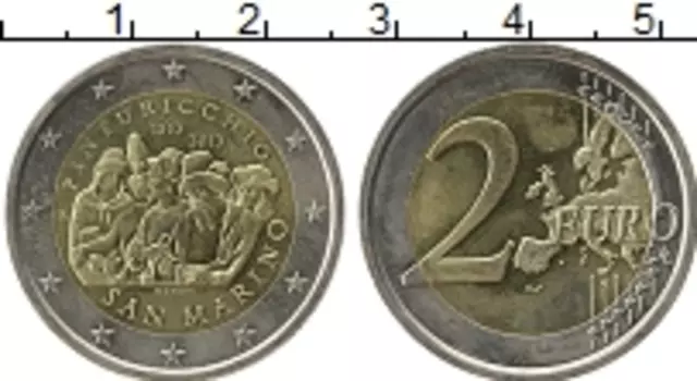 Монета 2 евро Сан-Марино 2013 года Биметалл 500 лет со дня смерти художника Пинтуриккьо