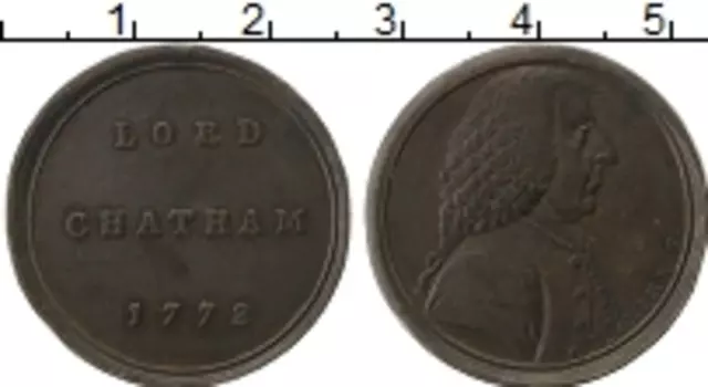 Монета 1/2 пенни Англии 1773 года Медь Токен