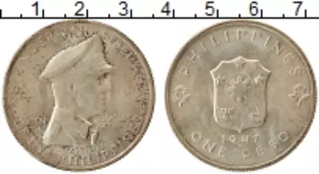 Монета песо Филиппин 1947 года Серебро Генерал Дуглас МакАртур