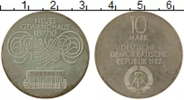 Монета 10 марок ГДР 1982 года Серебро Лейпциг