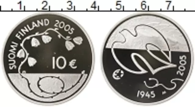 Монета 10 евро Ирландии 2005 года Серебро 60 лет мира в Европе