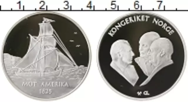 Медаль Норвегии Серебро Корабль Америка