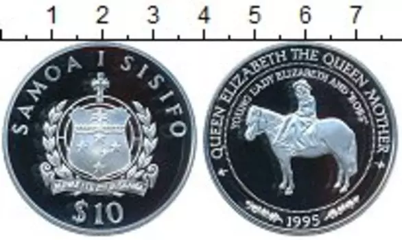 Монета 10 тала Самоа 1995 года Серебро Елизавета II