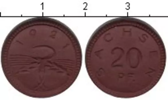 Монета 20 пфеннигов Саксонии 1921 года Керамика нотгельд