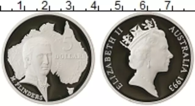 Монета 5 долларов Австралии 1993 года Серебро Елизавета II