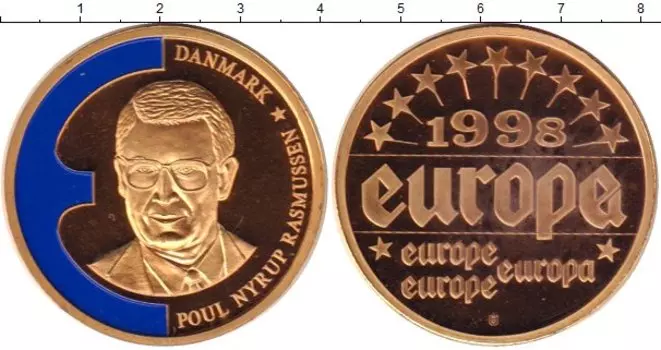 Монета жетон Германии 1998 года Медно-никель Поуль Нюруп Расмуссен