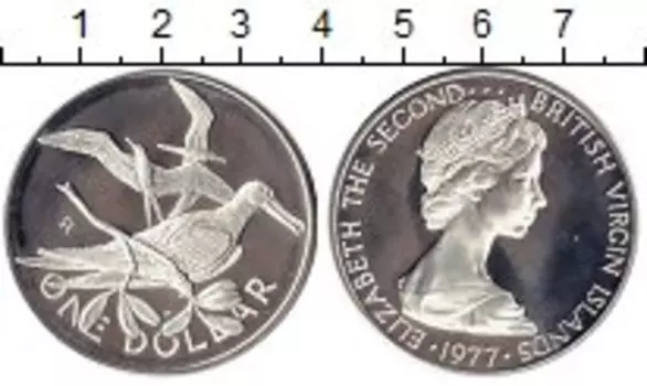 Монета доллар Виргинских островов 1977 года Серебро Елизавета II