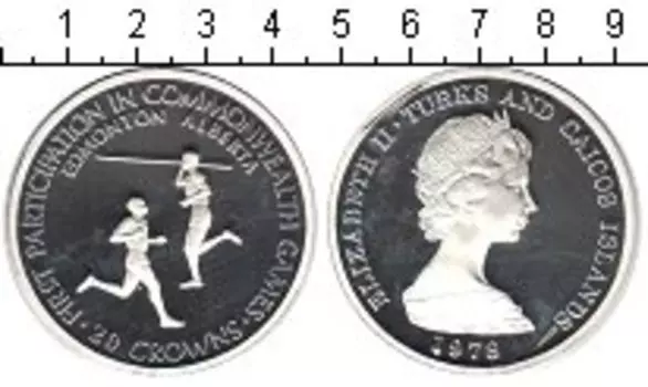 Монета 20 крон Теркc и Кайкоса 1978 года Серебро Игры Содружества 1978