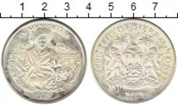 Монета 10 долларов Сьерры-Леоне 2002 года Серебро 50 лет правления Елизаветы II