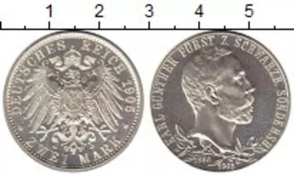Монета 2 марки Шварцбург-Зондерхаузена 1905 года Серебро Карл