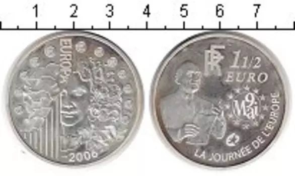 Монета 1/2 евро Франции 2006 года Серебро 9 мая