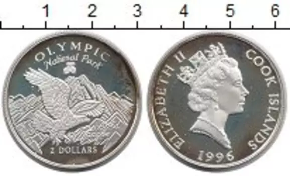 Монета 2 доллара Островов Кука 1996 года Серебро Национальный парк