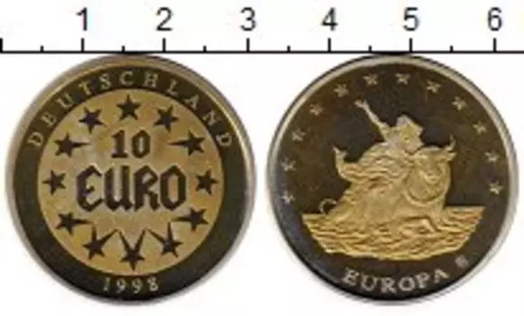 Монета 10 евро Германии 1998 года Латунь UNUSUAL