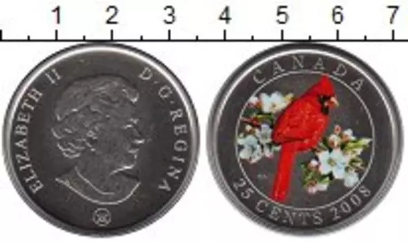 Монета 25 центов Канады 2008 года Медно-никель Елизавета II