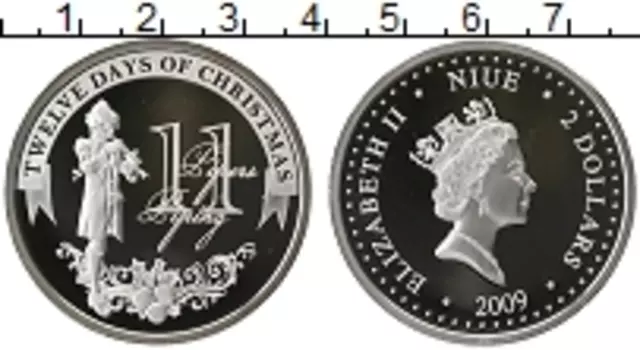Монета 2 доллара Ниуэ 2009 года Серебро Елизавета II