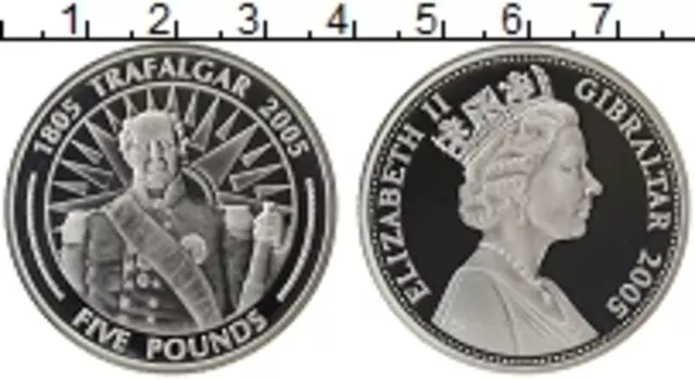 Монета 5 фунтов Гибралтара 2005 года Серебро Елизавета II