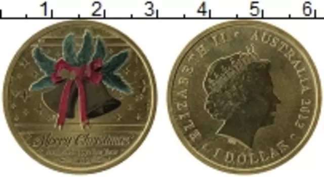 Монета доллар Австралии 2012 года Латунь Рождество