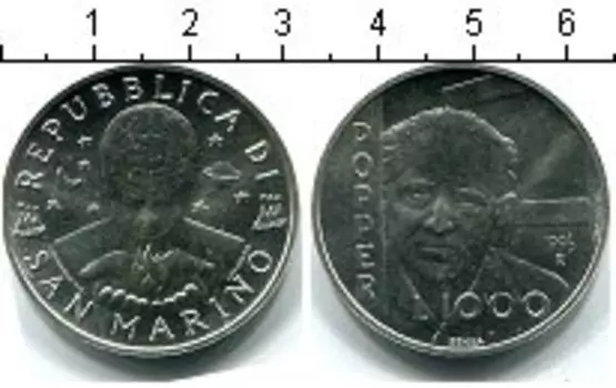Монета 1000 лир Сан-Марино 1996 года Серебро Поппер