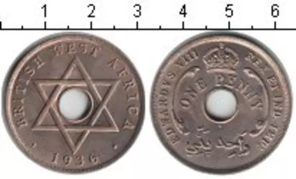 Монета пенни Западной Африки 1936 года Медно-никель Эдуард VIII