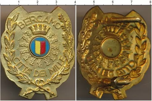 Монета Полицейский знак Италии Латунь Бергамо