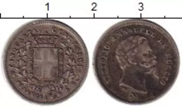Монета 50 сентесимо Тосканы 1860 года Серебро Виктор Эммануил I