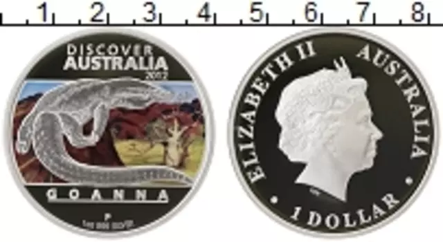 Монета доллар Австралии 2012 года Серебро Варан