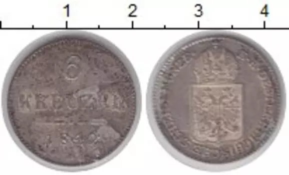 Монета 6 крейцеров Австрии 1849 года Серебро