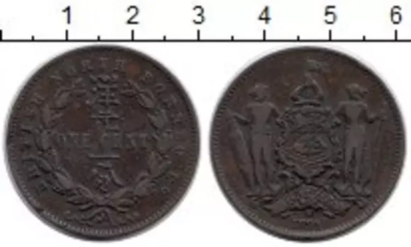 Монета цент Борнео 1891 года Медь