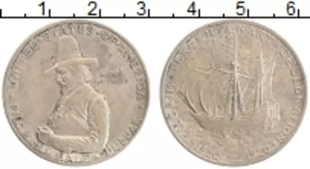 Монета 1/2 доллара Америки 1920 года Серебро Пилигрим Трехсотлетие монеты достоинством в полдоллора