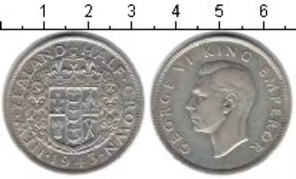 Монета 1/2 кроны Новой Зеландии 1943 года Серебро Георг VI