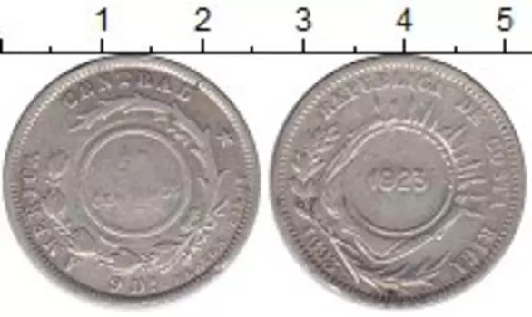 Монета 50 сентим Коста-Рики 1923 года Серебро Надчеканка