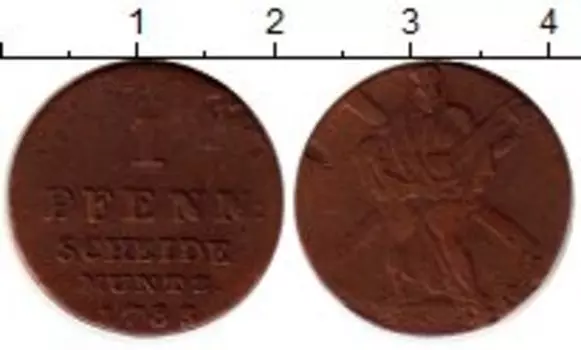 Монета пфенниг Брауншвайг-Люнебург-Каленберг-Ганновера 1783 года Медь