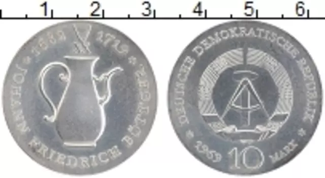 Монета 10 марок ГДР 1969 года Серебро Юбилей Й