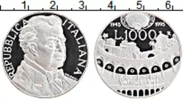 Монета 1000 лир Италии 1995 года Серебро