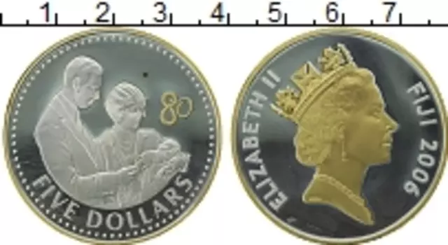 Монета 5 долларов Фиджи 2006 года Серебро Елизавета II