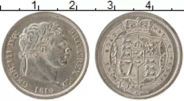 Монета шиллинг Англии 1816 года Серебро Георг III