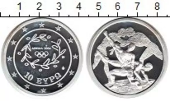 Монета 10 евро Греции 2004 года Серебро Олимпиада 2004 в Афинах