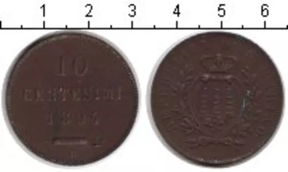 Монета 10 сентесим Сан-Марино 1894 года Медь